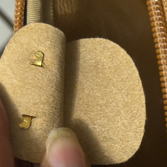 Tan and Brown Cosmetic Bag with Monogram Pattern - Picture 9 of 11